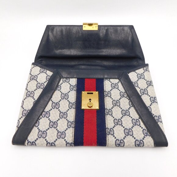 Gucci Foldover Guccissima Envelope Clutch | Vintage | Leather Trim | VGUC - Picture 2 of 14
